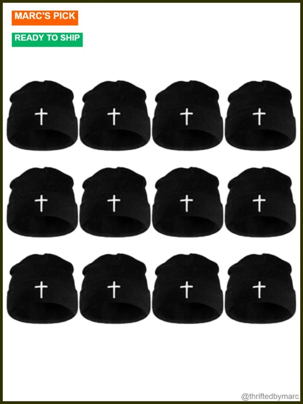 12 Pack Christian Cross Beanie Hats Winter Warm Cuffed Skull Cap Acrylic